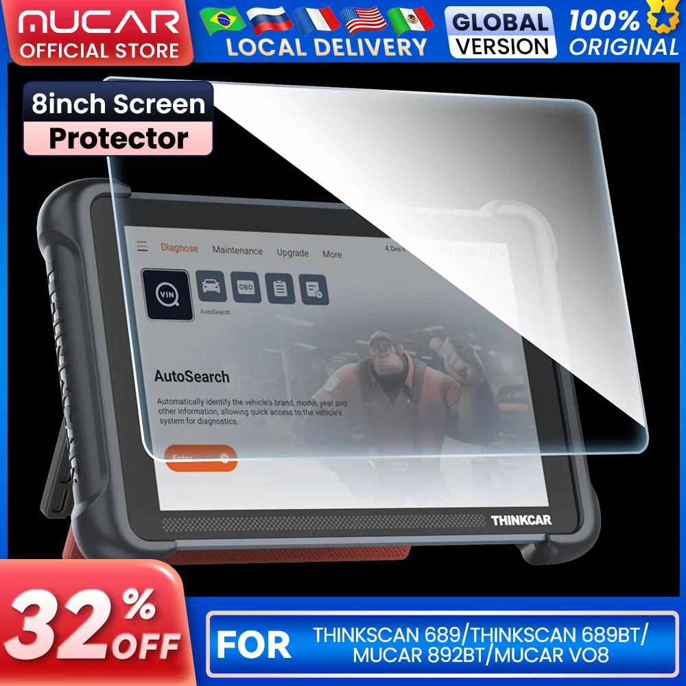 

8inch Screen Protector For THINKCAR THINKSCAN 689BT 689 Full Cover Privacy Tempered Glass MUCAR 892BT VO8 Protective Glass Film
