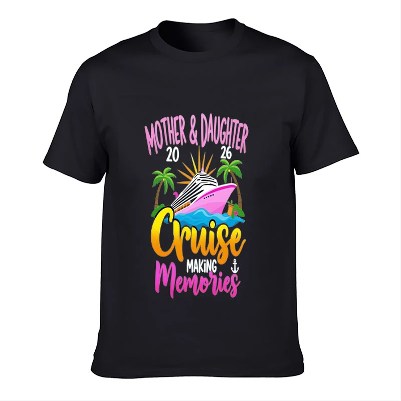 Men Women Unisex T-Shirt Mother Daughter 2026 Cruise Ship Palm Tree Anchor Graphic Tee Colorful Cute Casual Short Sleeve
