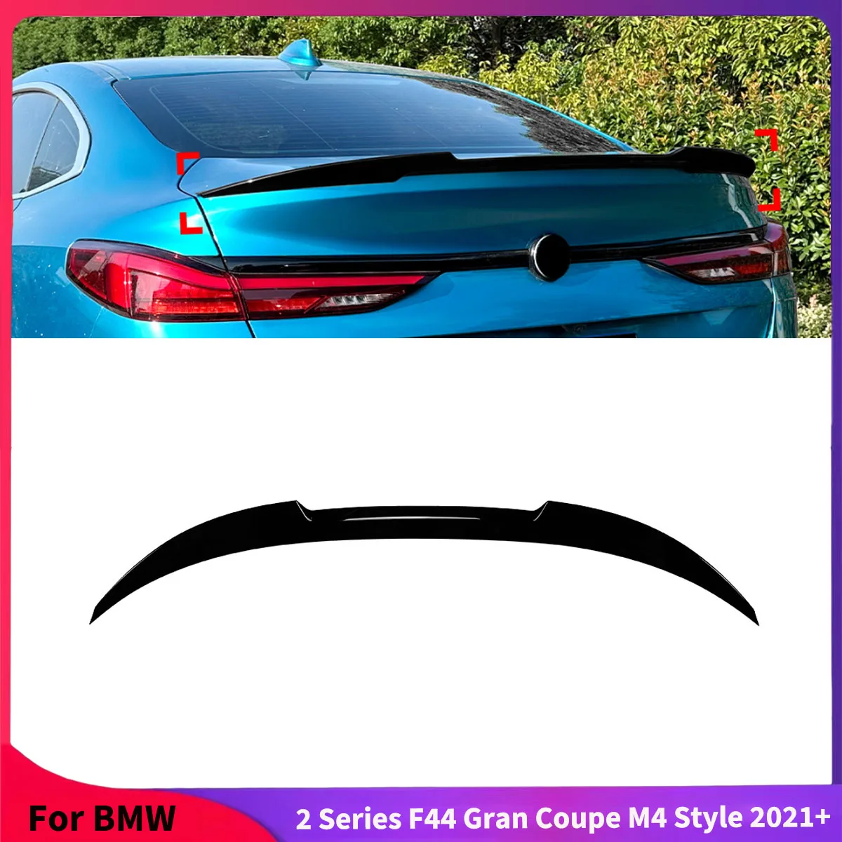 For BMW 2 Series F44 Gran Coupe M4 Style 2021+ Car Spoiler Wing Body Kit Exterior Rear Trunk Diffuser Tail Fin Accessorie Tuning