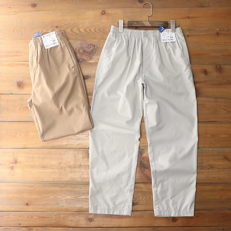 

Мужские рабочие брюки из хлопка и полиэстера с эластичным поясом, укороченные, для весны и осени, повседневные, удобные, универсальные, молодежные