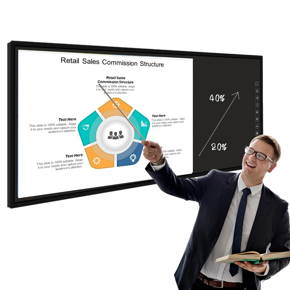 

Factory Custom 77/94 Inch 4K LED Interactive Whiteboard Smart Writing Electronic Board Screen Projector Class Digital Blackboard