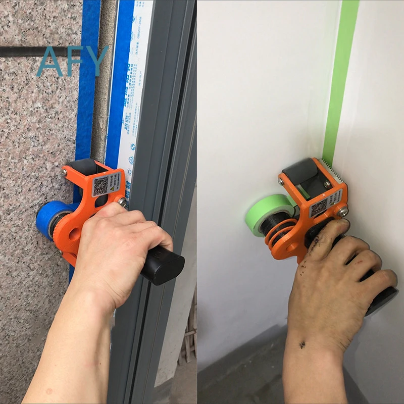 Manual Masking Paper Applicator for Painters with Glue Dispenser and Corner Detailing Tool for Interior Trim and Color