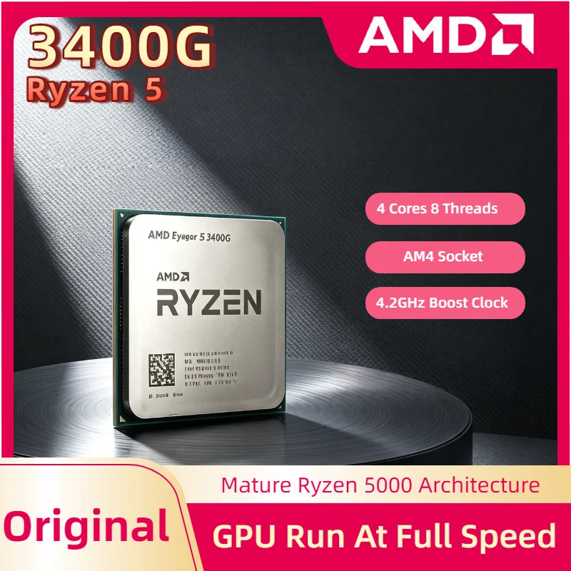 AMD Ryzen 5 3400G AM4, CPU de Escritorio de 4 Núcleos y 8 Subprocesos, APU de 3.7GHz hasta 4.2GHz, Vega 11 IGPU, 65W, para Juegos, Oficina, Pro Max Plus