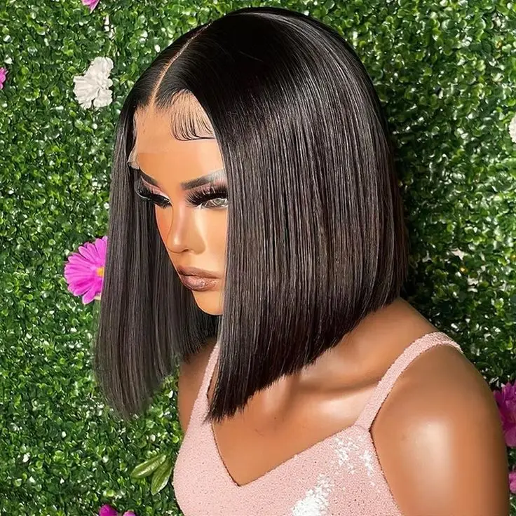 

Natural Black Bob Wig Synthetic Lace Front Straight Glueless Wig 13x4 Hd Lace Frontal Shoulder Length Wigs for Women Daily Use