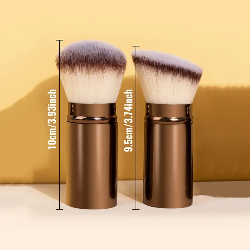 Pinceau de maquillage pour fond de teint rétractable, plat/Angle, pour poudre, Blush, noir, marron, or, correcteur, outils de maquillage portables, 1/2 pièces
