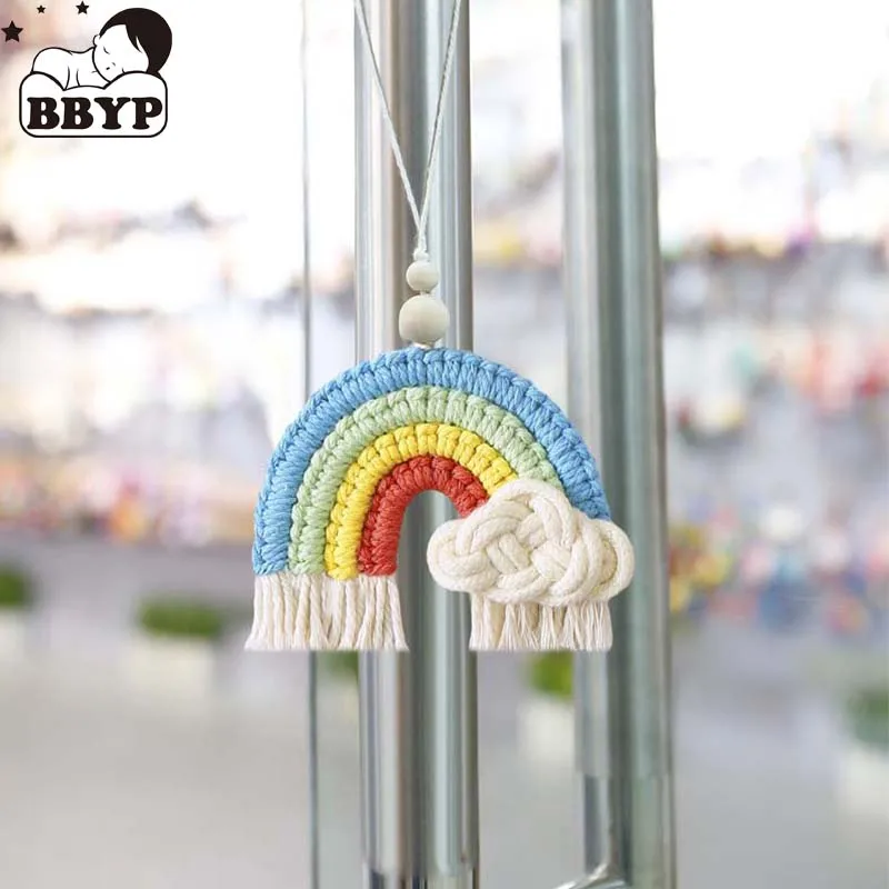 Woven Rainbow Clouds Home Decor Tapestry Cotton Hand-Woven Ornaments Children Girls Room Decoration Tassel Wall Hanging Toy