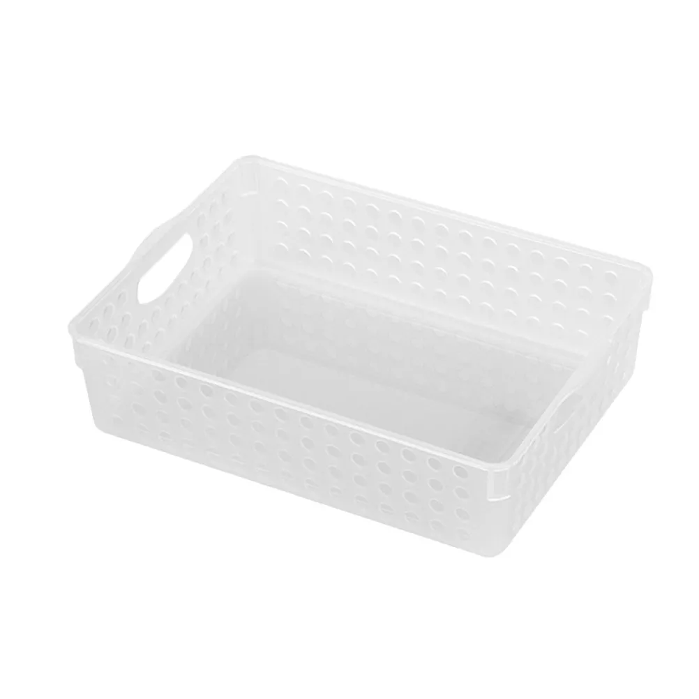 

Plastic File Storage Basket Hollow Desktop Organizer White Small Size Office File Organizer Paper Storage Container Document