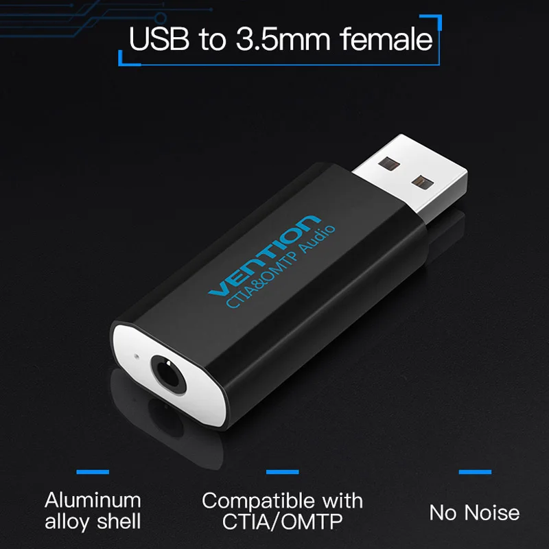 Vention USB بطاقة الصوت الخارجية USB إلى AUX جاك 3.5 مللي متر سماعة محول الصوت هيئة التصنيع العسكري بطاقة الصوت 5.1 محرك الحرة للكمبيوتر المحمول