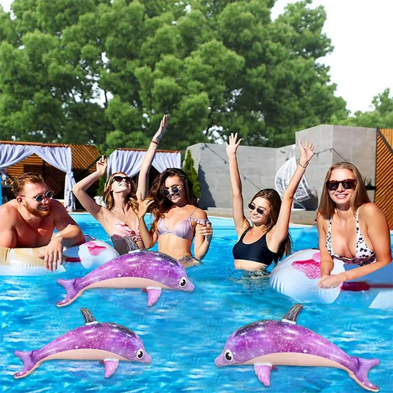 Dolphin Float Starry Cute Dolphin Floatie Inflatable Animals For Pool Thickened Inflatable Sea Animals Photo Props Aquatic