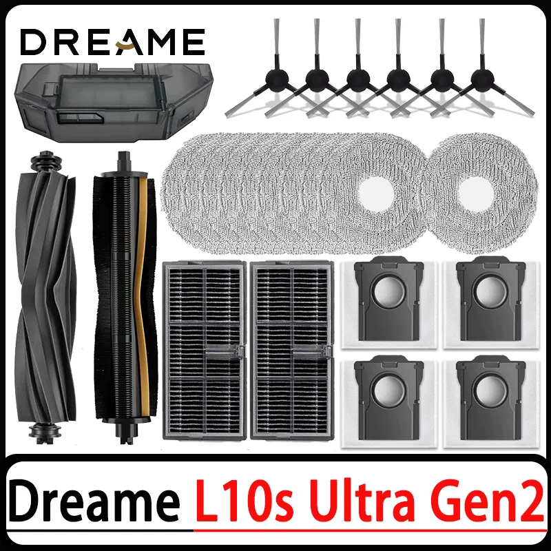 

Dreame L10s Ultra Gen2/L30s Ultra robot vacuum cleaner accessories:Main Side Brush Mop Cloth Hepa Filter Dust Bag Spare Parts