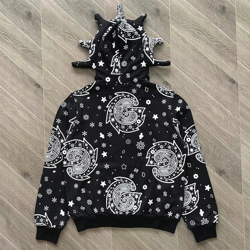 Glo Gang The Glory Full Zip Hoodie Drink Cartoon Print Embroidered