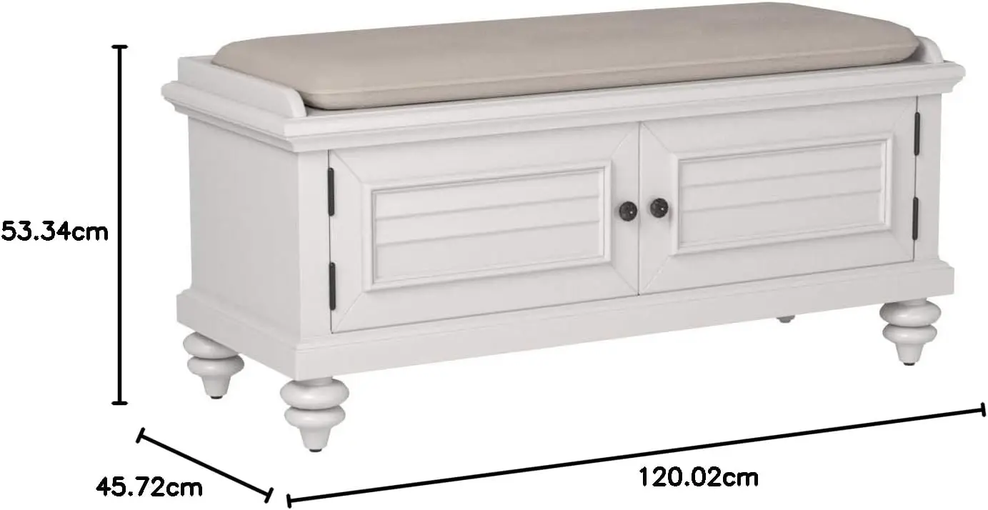 Bermuda Brushed White Upholstered Bench by Home Styles