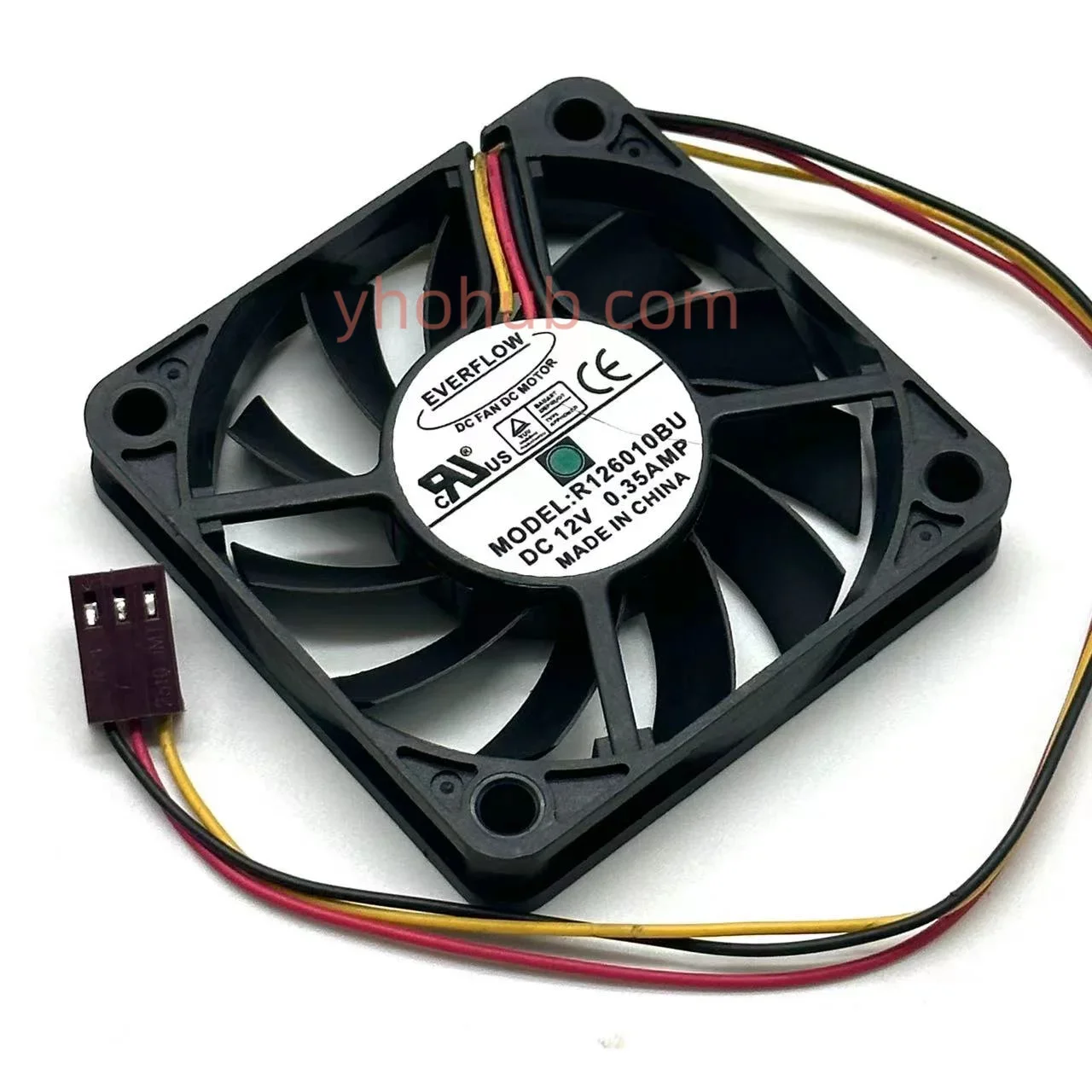 EVERFLOW R126010BU DC 12V 0.35A 60x60x10mm 3-Wire Cooling Fan