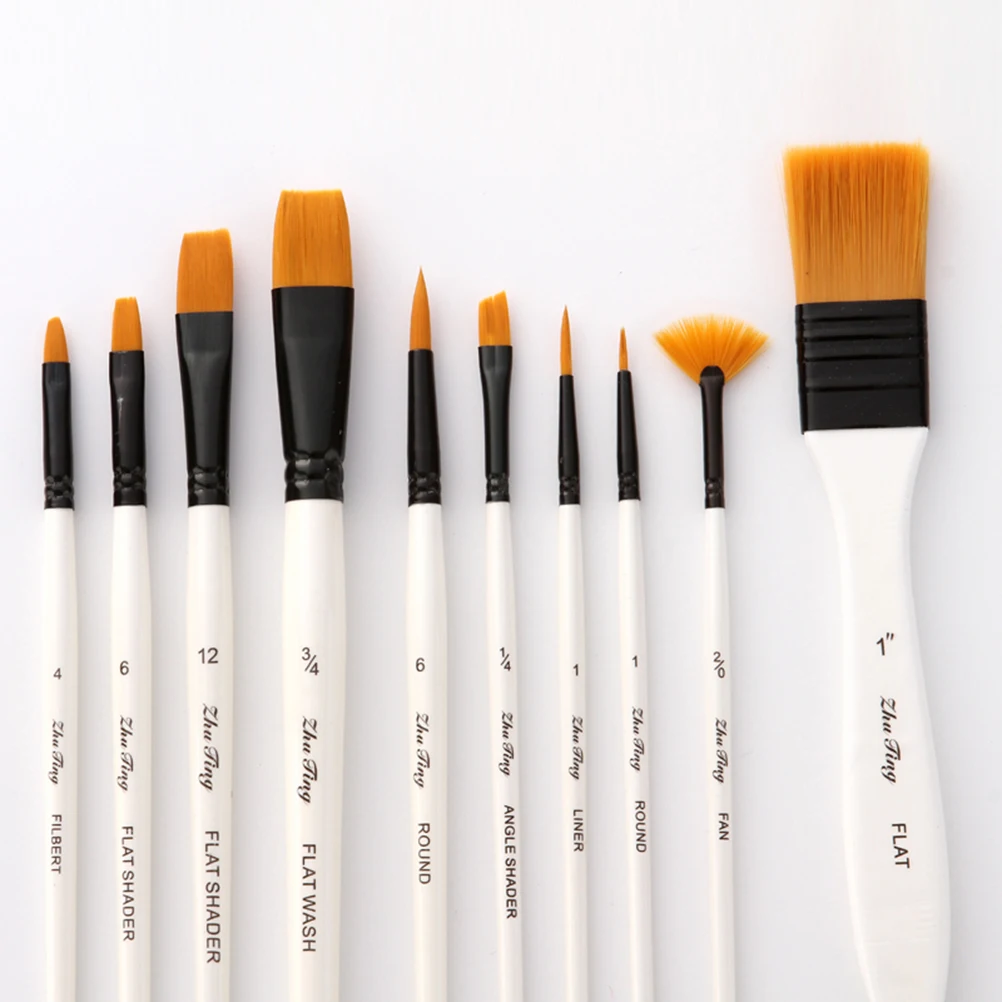 

10pcs Nylon Paint Brush Set Watercolor Art Drawing Supplies For Artists Hobbyists Students Comfortable Grip Professional Quality