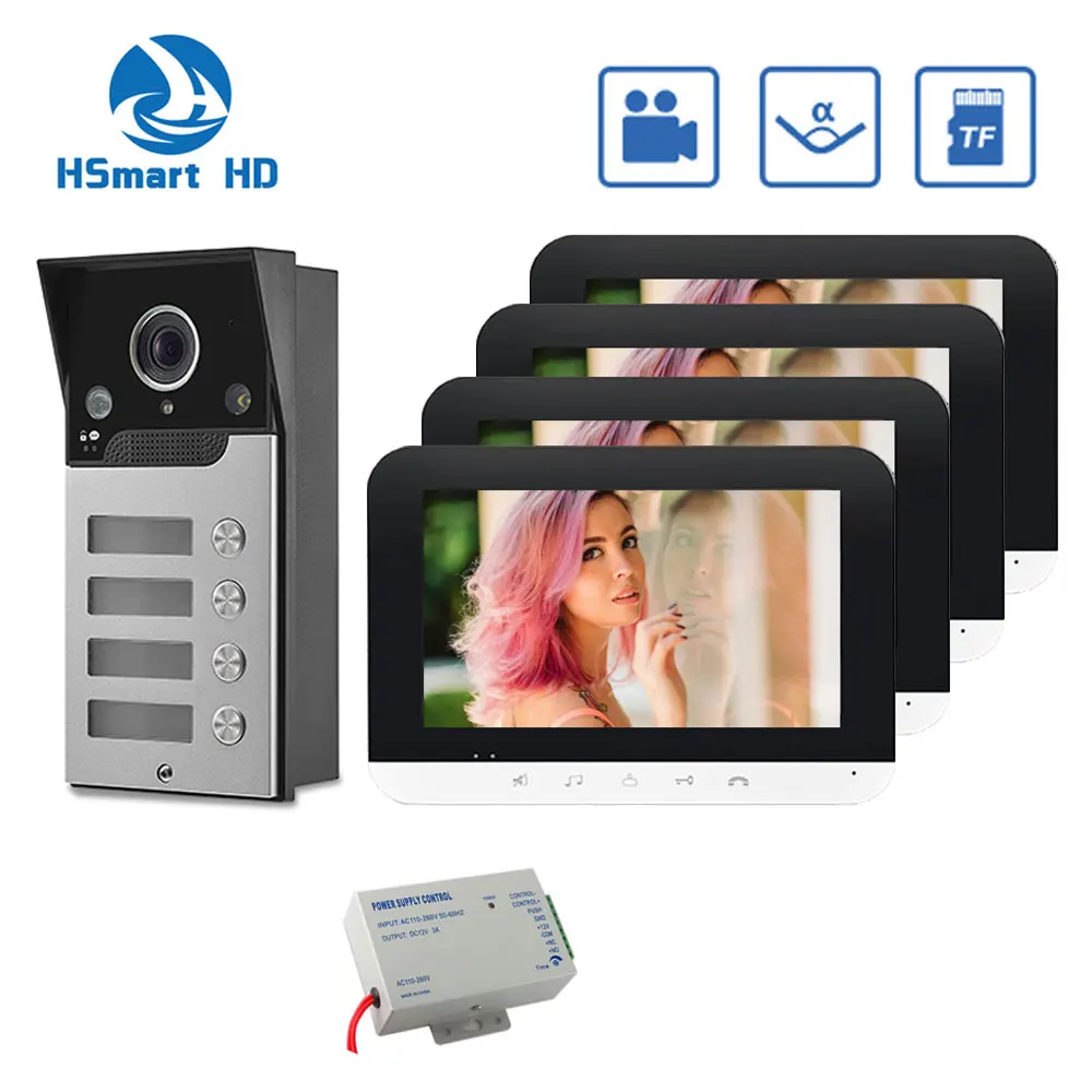 7 inch Monitors 2/3/4 Apartment/Family Video Door Phone Intercom System Wide angle Doorbell Waterproof Camera Access Control