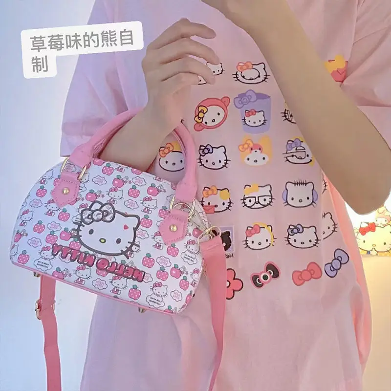 

Sanrio Kawaii Hello Kitty Messenger Cartoon Outdoor Women Backpacks Girl Cute Large Capacity Handbag Shoulder Bag Birthday Gift