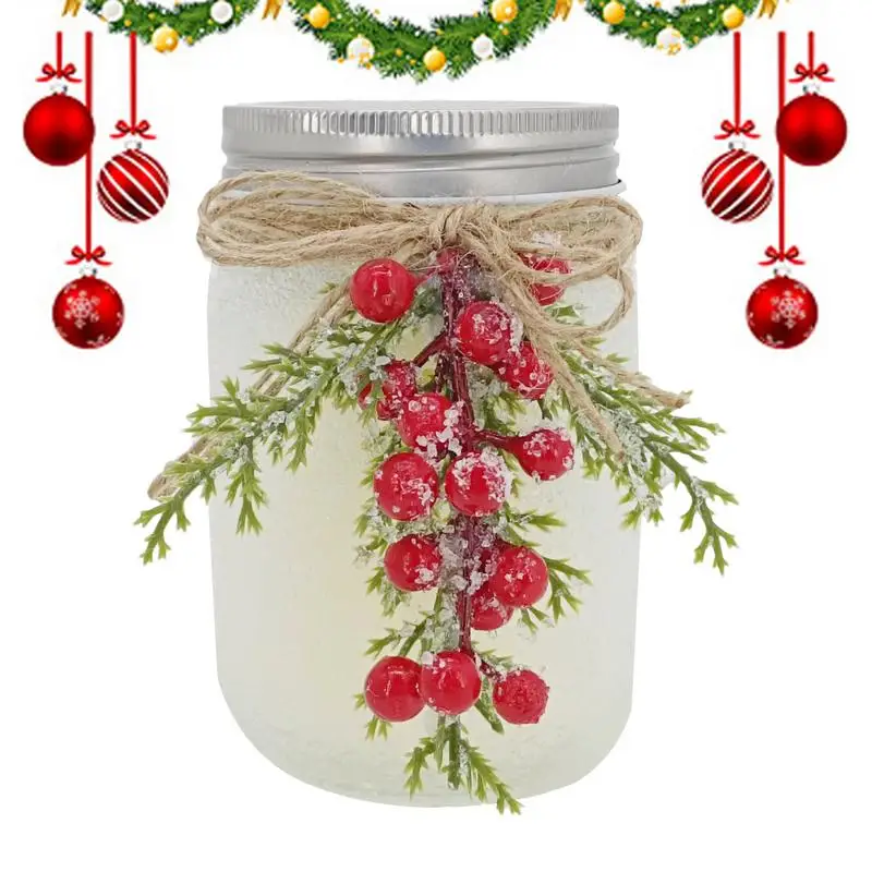 

Jar Soy Candle Soy Jar Candles Scented Seasonal Decorative Festival-themed Soy Bean Candles Creative Frost Decorated Bottle