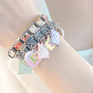 Hapiship-STALLASTAL SEHLE HAMISH HAMISH ZU EMAMEL COLP, I LIEBE Mama, Freund Baby, fites 9-mm-Armband, DJ717-B, 2023 10 Hauptverkaufsanhänger Bebe - №6