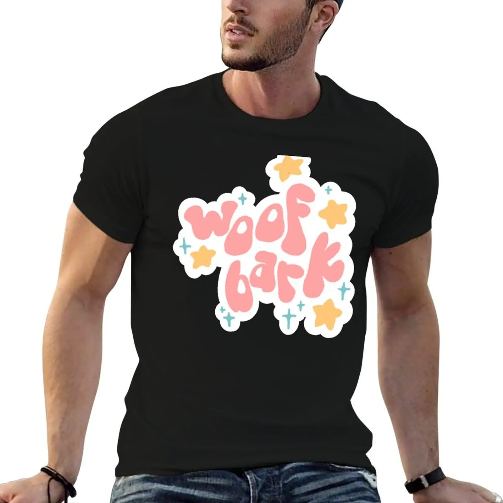 woof bark! T-Shirt oversized graphic tee customs design your own anime heavy weight t shirts for men