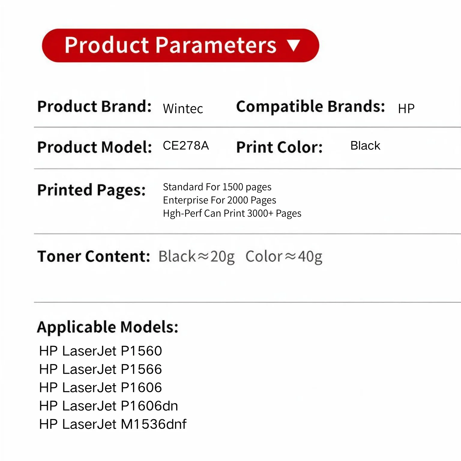 CE278A 278A Compatible Toner Cartridge for HP P1100 P1102 P1566 P1606dn M1536dnf, Free Shipping & Buy 5 Get 1 Free