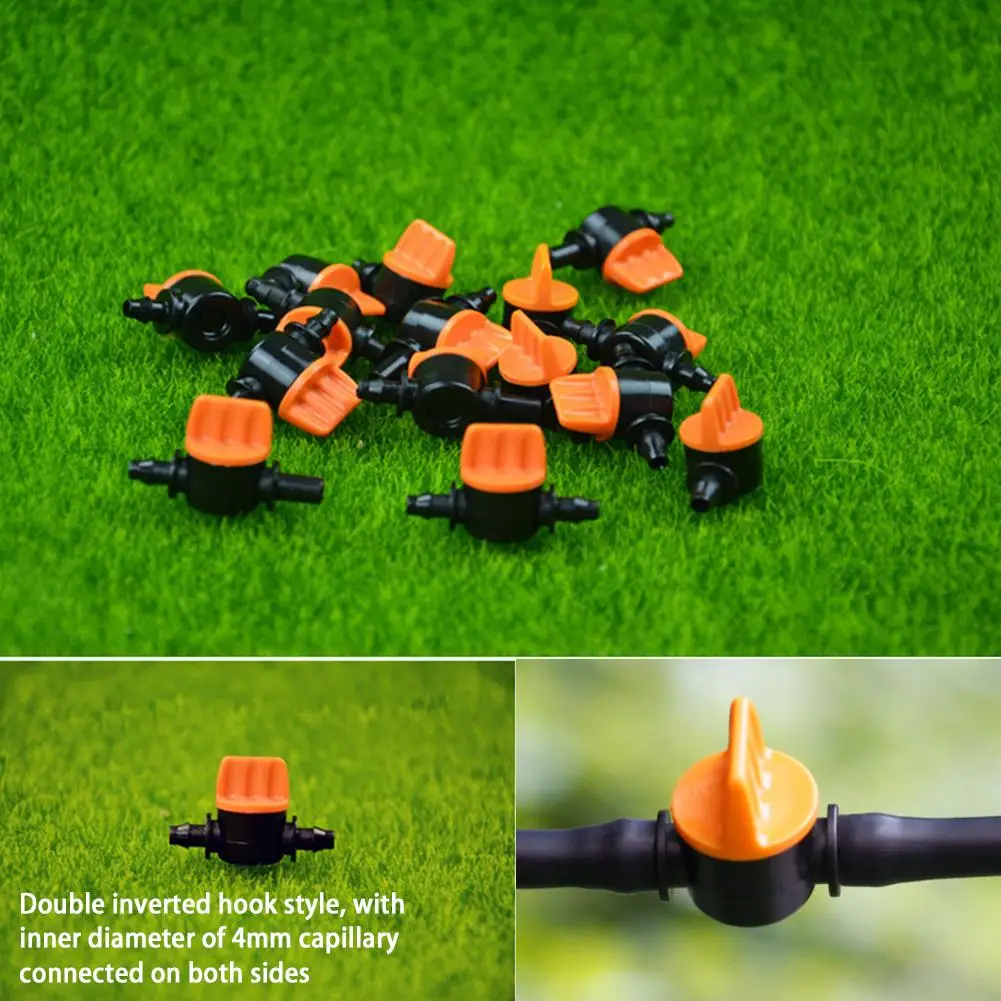 20PCS Drip Irrigation Valve 4/7MM Drip Irrigation Switch, 4MM PVC Pipe Drip Irrigation Mini Valve For Greenhouse Garden Law D9R1