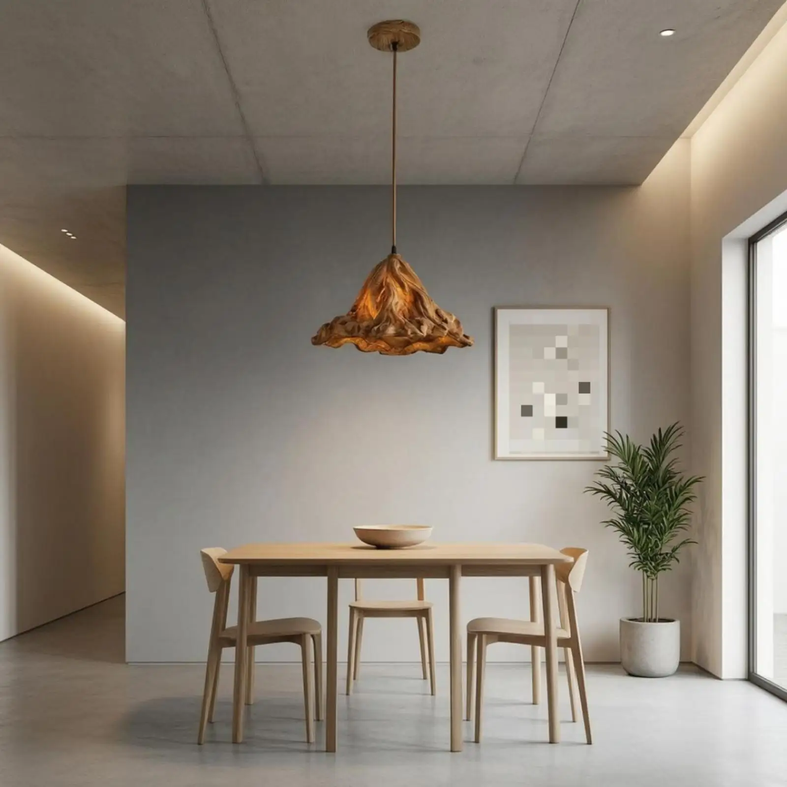 Pendant Lighting Rustic Leaf Design Resin and Glass Ceiling Lamp Focused E2