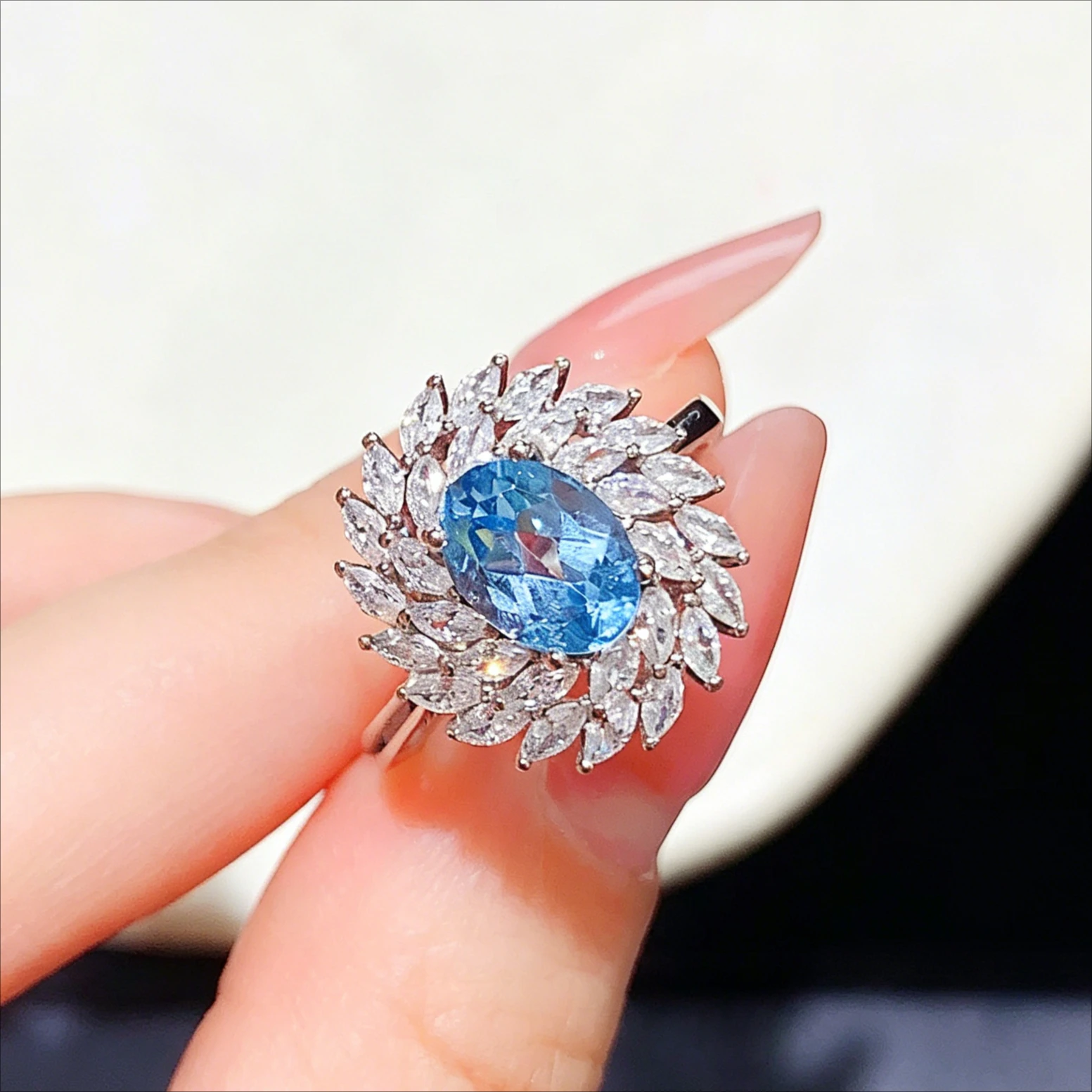 925 Sterling Silver Natural Topaz Statement Ring Certified Genuine Topaz Fine Jewelry Gemstone Ring for Women Anniversary Gift