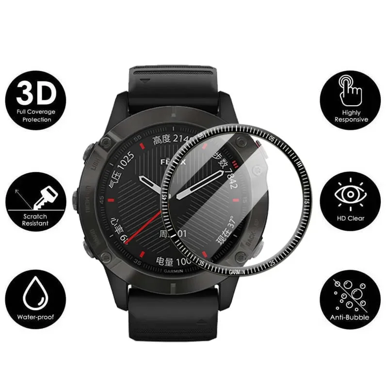 Dla Garmin Fenix 6 Pro Solar Ultra Clear Full Cover 3D Curved Plating Soft PMMA PET Film Screen Protector - Nie szkło hartowane