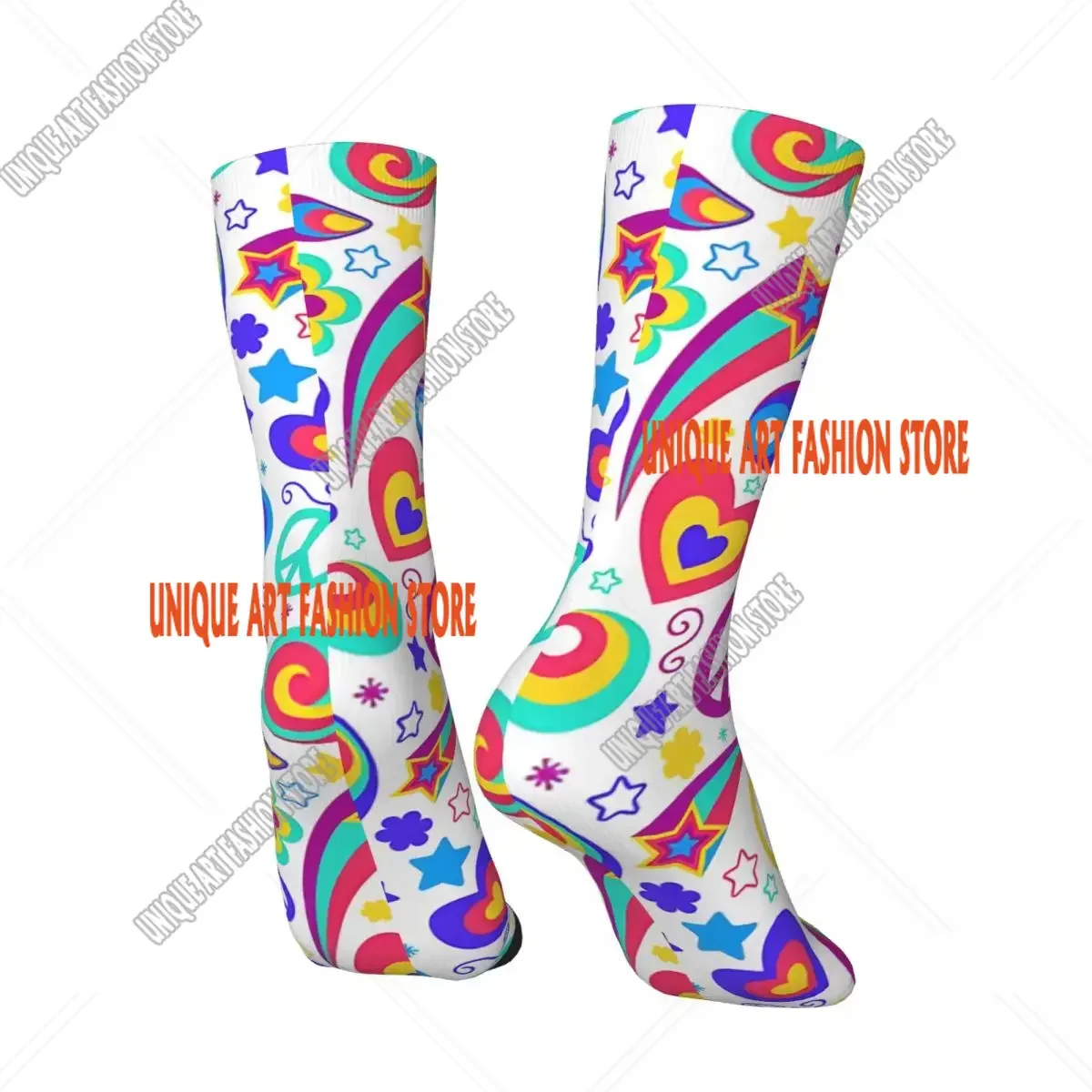 Crazy compression Psychedelic Hippy Peace Art Sock for Men Vintage Seamless Pattern Crew Sock Casual