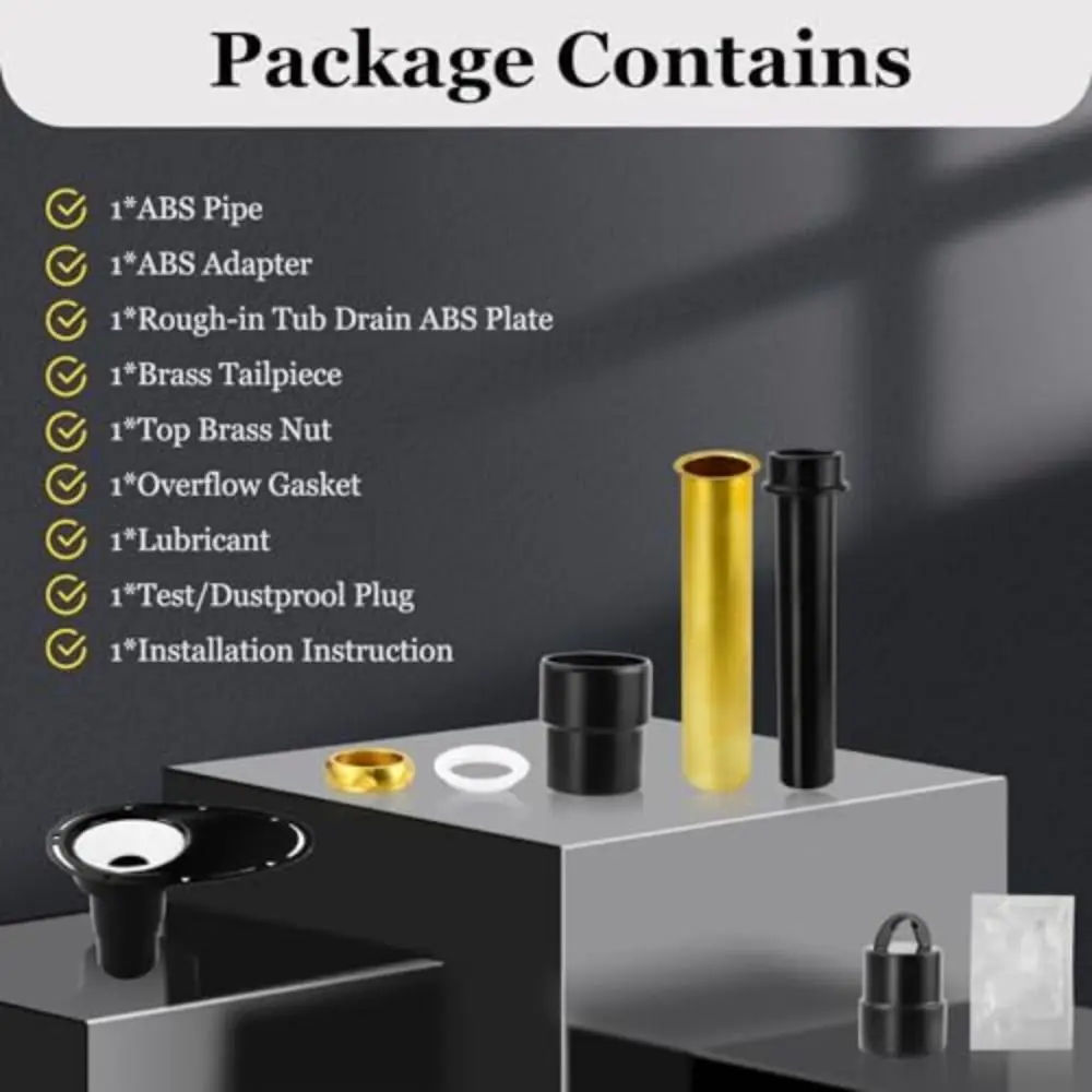 

Stainless Steel Freestanding Tub Drain Kit Dual Size Compatibility Resistant Freestanding Bathtub Drain Brass Stand-alone