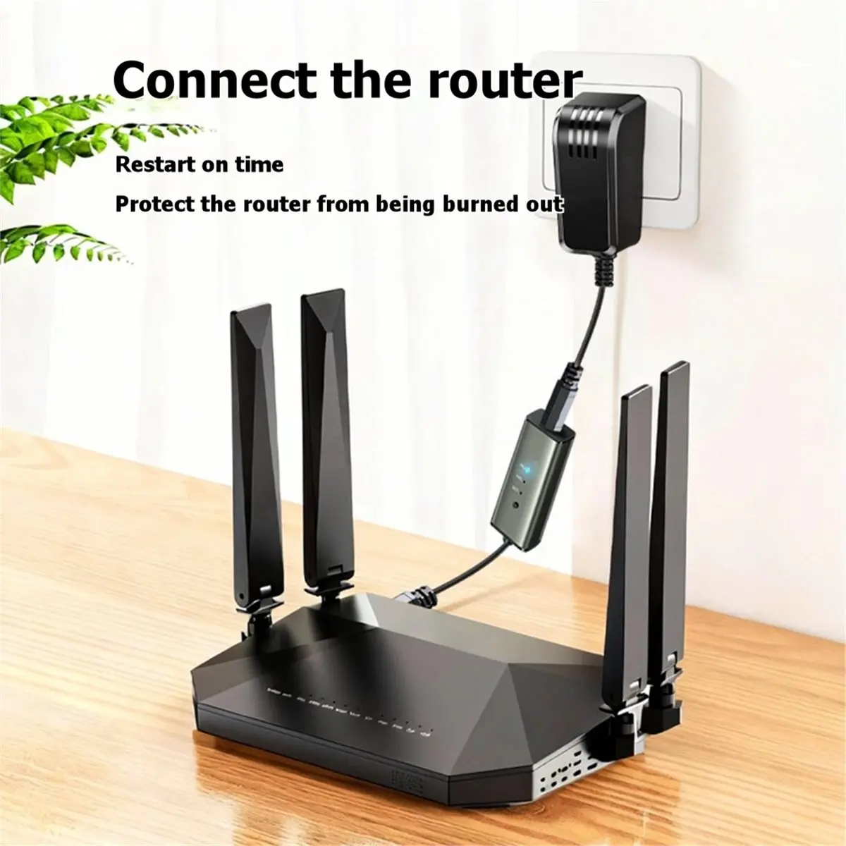 A46U Router Automatic Restart Cable DC5.5x2.5MM with 12/24/72-Hour Timer 3 Speed Adjustable Timer Extension Cord