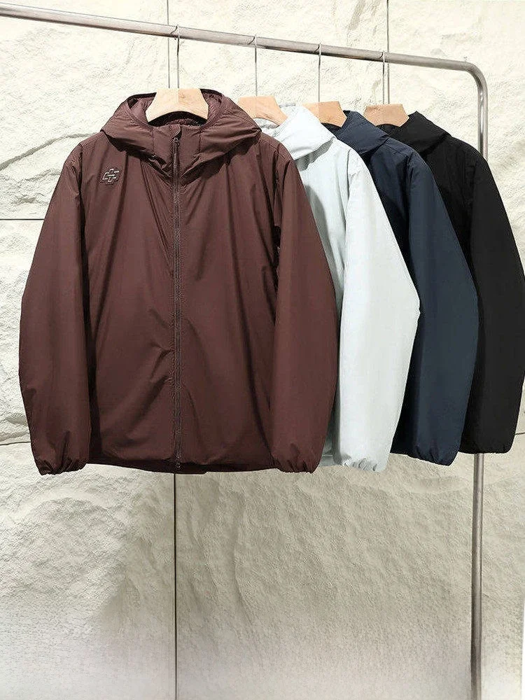 

Waterproof Windproof Cotton Jacket for Men Outdoor Sports Hooded Pure Color Warmth Youth Style Standard Fit Long Sleeve Casual
