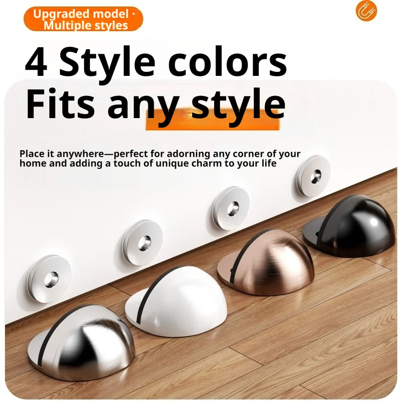 Premium Magnetic Semi‑Circular Cushion Door Stopper, Anti‑Knock Secure Floor Installation Door Bumper for Residential Household