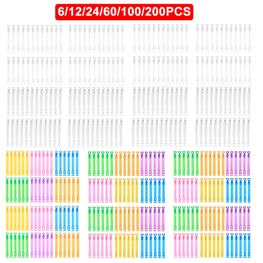 Botella de jabón de burbujas de tubo de varita de corazón de amor, regalos de boda para invitados, decoración de fiesta de cumpleaños, recuerdos de Baby Shower, juguetes para niños, 6-200 piezas