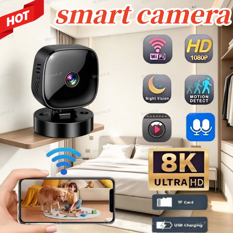 4K Mini WiFi Wireless Security Camera Infrared Night Vision Motion Detection Indoor Smart Surveillance Cam Remote Video Monitor