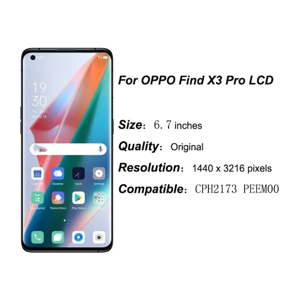 AMOLED TFT 6.7 For Oppo Find X3 PEDM00 LCD Display With Frame X3 Pro PEEM00 CPH2173 LCD Touch Screen Panel Digitizer Assembly