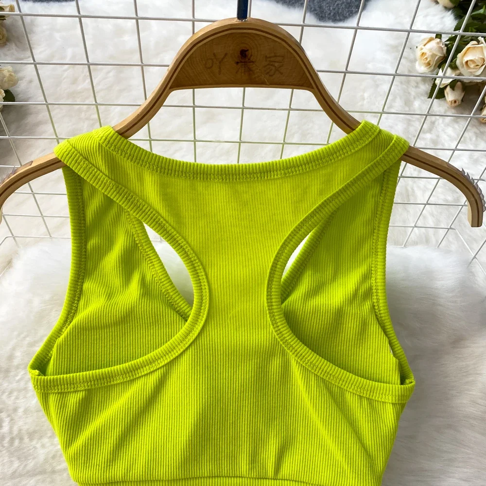 Summer Two Pieces Shorts Sets Women Sports Backless Sleeveless Tank Top with Elastic High Waist Wide Leg Shorts Fashion Sets