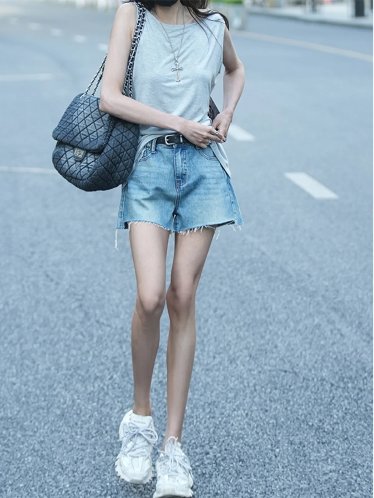 

Luna7xi High Waist Wide Leg Blue Washed Denim Shorts Women's Summer New Style Slimming Fashionable Jeans Ladies Loose Fit