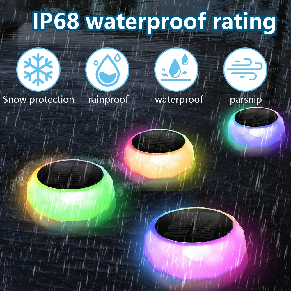 Solar Floating Pool Lights RGB color IP68 Waterproof Hangable Floating Lights for Pool Party Decor Lights with filter Box