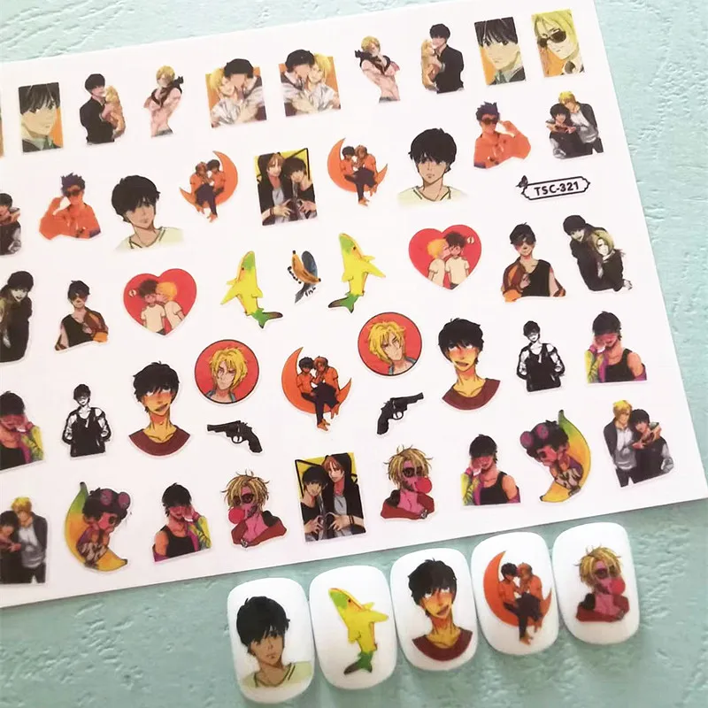 Korea Boys Design 3D Decal Slider Self Adhesive DIY Decoration Tips Nail Art Sticker TSC 321 364