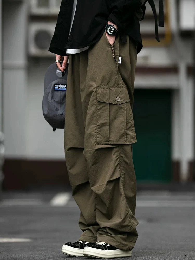 

Waterproof Summer Thin Casual Harem Pants Men's Loose Wide Leg Long Trousers Harajuku Sle Cargo Pants Qui Dry Workwear