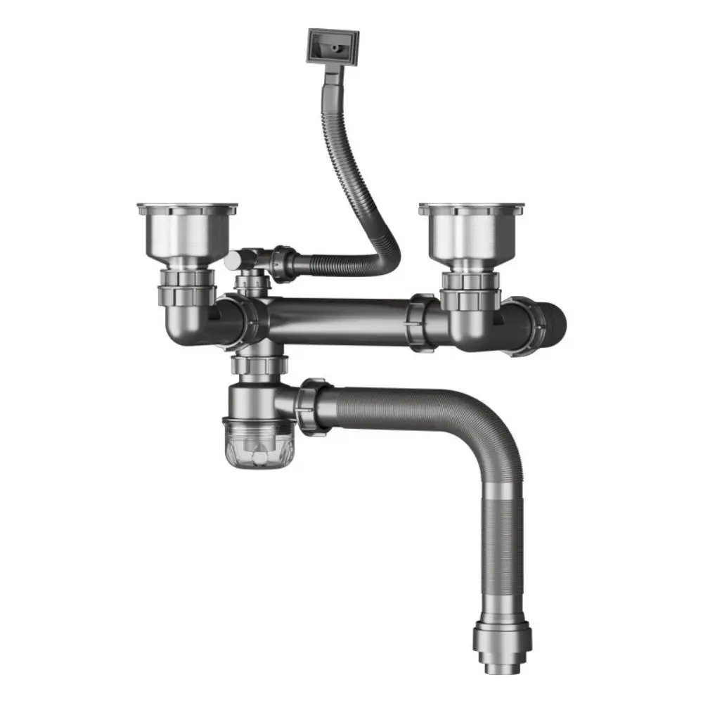 

New Plastic Sink Drain Pipe Set Single/Double Bowl Easy Install Sewer Replacement Pipe Space Saving Drain Hose Bathroom