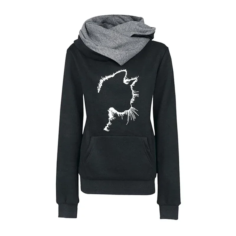 2025, Herbst und Winter, Neuankömmling, Damen-Kapuzenpullover, urban, lässig, modisch, Kapuzenpullover, Damen, Zuhause, Outdoor, Komfort, Katzen-Druck-Sweatshirt