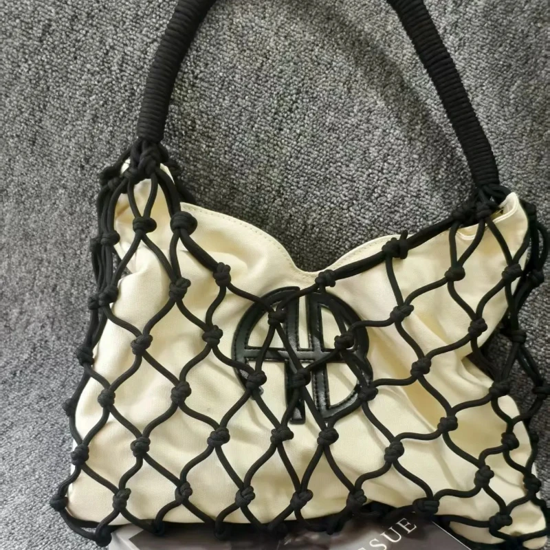 

2025 Y2k Hot Ins New Woven Beach Bag with Shoulder Strap Designer AB Letter Logo Handheld Tote Bag for Casual Storage Bags