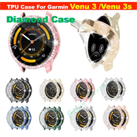 Bling TPU Case For Garmin Venu 3 Samrt Watch Strap Diamond Crystal Venu3s Soft Bumper Protective Cover Screen Protector Band