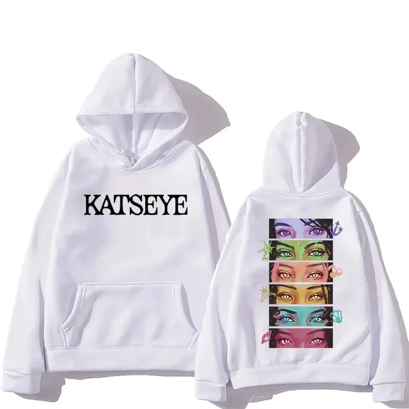 Koreaanse meisjesgroep KATSEYE grafische hoodie heren dames manga stijl vintage mode streetwear fleece sweatshirts met lange mouwen
