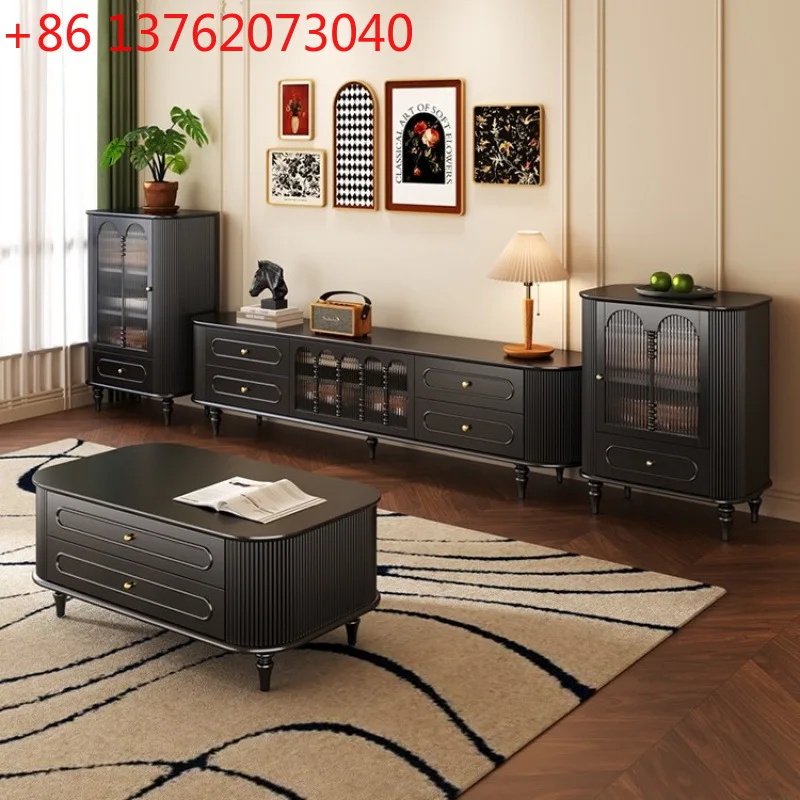 

Французский ретро шкаф для телевизора из цельного дерева, журнальный столик, простой современный шкаф для телевизора для маленькой квартиры