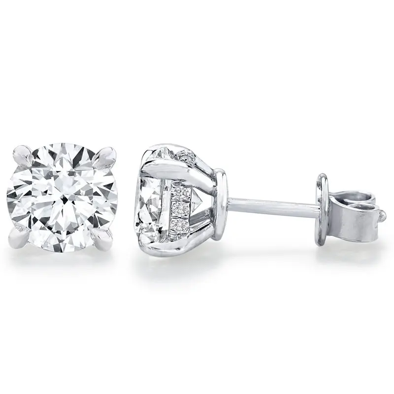 

DEZO 2 cttw Moissanite Earrings For Women 925 Sterling Silver Plated 18K Gold Fashion Simple Jewelry