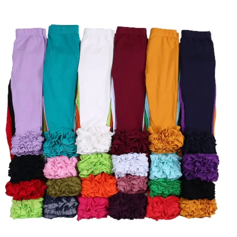 Venda quente de algodão da criança da menina calças crianças roupas primavera calças magras cor doce esportes gelo plissado meninas leggings