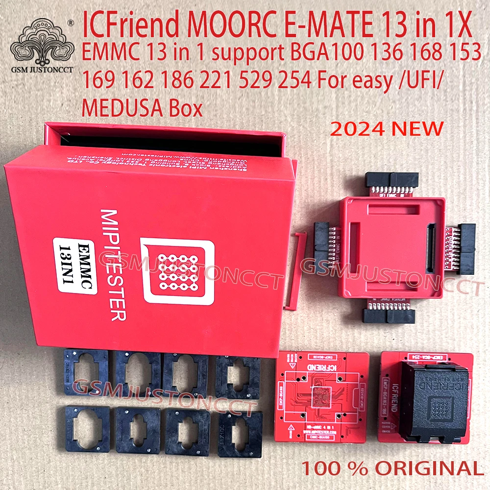 2024 Original Icfriend Mipitester MOORC E-MATE X E MATE PRO BOX EMMC BGA 13 IN 1 SUPPORT 100 136 168 153 169 162 186 221 529 254